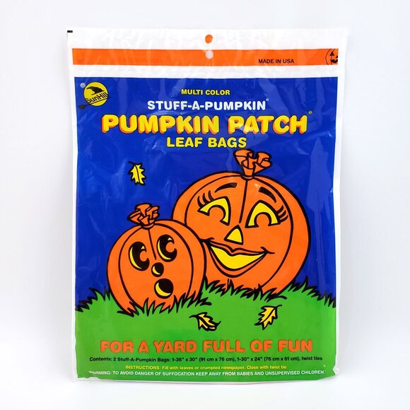 Vintage “Stuff-A-Pumpkin” Lawn & Leaf Bags – Set of 2 – NEW - Picture 1 of 6
